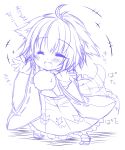  animal_ears blush closed_eyes eyes_closed highres hikanyan inubashiri_momiji monochrome open_mouth short_hair sketch smile solo tail tail_wagging touhou wolf_ears wolf_tail young 