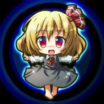  blonde_hair bow chibi dress hair_bow happy lowres outstretched_arms red_eyes rumia ryogo solo touhou 