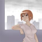  aaaa blush breasts brown_eyes brown_hair copyright_request short_hair solo 