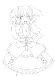  absurdres breasts cleavage hand_on_hip highres lineart looking_at_viewer monochrome onozuka_komachi open_mouth patiro solo touhou 