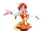  :d armpits bike_shorts bowtie brooch choker cure_sunny dress hair_ornament hairclip hino_akane jewelry magical_girl open_mouth orange_dress outstretched_arms ponsuke precure red_eyes red_hair redhead short_hair shorts_under_skirt skirt smile smile_precure! solo spread_arms white_background 