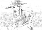  hand_on_hip hat kirisame_marisa long_hair looking_at_viewer monochrome smile solo touhou traditional_media vent_arbre witch_hat 