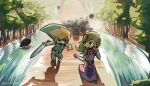  angry deviantart highres link pig princess_zelda running sword the_legend_of_zelda toon_link tree water weapon wind_waker 