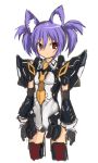  android animal_ears black_gloves fox_ears gloves highres ionia_series m-wataru phantasy_star phantasy_star_online_2 purple_hair red_eyes rough short_hair simple_background sketch solo thigh-highs thighhighs twintails white_background zettai_ryouiki 
