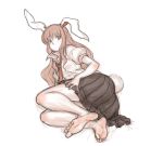  animal_ears barefoot blush bunny_ears bunny_tail feet highres kuro_suto_sukii legs long_hair looking_at_viewer purple_hair rabbit_ears reisen_udongein_inaba sitting skirt soles solo tail toes touhou very_long_hair white_background 