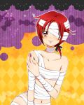  :p bandage bandages blush candy costume halloween hino_akane kagami_chihiro mummy nail_polish navel ponytail precure red_eyes red_hair redhead smile_precure! solo tongue 