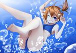  bad_feet bare_legs barefoot bikini breasts bubble feet freediving grin hair_bobbles hair_ornament hiba_(p-p-purin) kasumi_(pokemon) orange_hair pokemon pokemon_(game) pokemon_frlg pokemon_rgby purple_eyes side_ponytail smile solo swimming swimsuit under_boob underboob underwater violet_eyes wink 