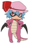  animal_costume bat_wings blue_hair dragon dragon_costume dragon_quest face_mask gremlin gremlins hands_on_hips onikobe_rin red_eyes remilia_scarlet short_hair solo tongue tongue_out touhou wings 