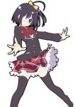  black_hair black_legwear blue_eyes chuunibyou_demo_koi_ga_shitai! cross eyepatch nanaroba_hana plaid plaid_skirt school_uniform short_hair side_ponytail skirt solo takanashi_rikka thigh-highs thighhighs 