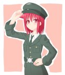  alternate_costume artist_request blush expressionless hat military military_uniform miyanaga_teru red_hair redhead saki short_hair solo uniform 