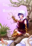  bangs blunt_bangs character_name detached_sleeves doll engrish hood jojo_no_kimyou_na_bouken kamiura leopard_print long_hair mushroom purple_eyes purple_hair ranguage short_dress sleeveless snow solo sugar_mountain thigh-highs thighhighs tree violet_eyes 