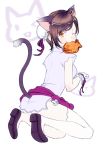  animal_ears brown_eyes brown_hair cat_ears cat_tail food kemonomimi_mode looking_back meiko mouth_hold project_diva project_diva_extend shaomei_rin shaomei_rin_(cosplay) shining_(series) shining_hearts short_hair smile squatting tail taiyaki thigh-highs thighhighs ulon vocaloid wagashi wink wrist_cuffs 