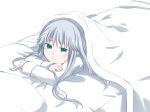  blue_hair blush green_eyes idora idora_(idola) index long_hair lying on_stomach solo to_aru_majutsu_no_index 