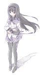  akemi_homura black_hair blush grey_eyes hairband kannari long_hair mahou_shoujo_madoka_magica pantyhose skirt solo 