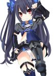  black_hair choujigen_game_neptune hair_ornament kami_jigen_game_neptune_v long_hair mikan_no_shiru noire panties red_eyes ribbon solo thigh-highs thighhighs twintails underwear 