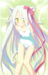  animal_ears game_cg hoshizora_no_memoria long_hair mare_s_ephemeral nekomimi shida_kazuhiro swimsuit white_hair yellow_eyes 