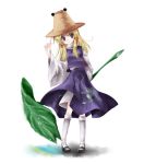  blonde_hair blue_eyes hat honokan leaf_umbrella mary_janes moriya_suwako rainbow shoes solo touhou wide_sleeves 