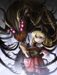  blonde_hair book bow dress drill_hair earrings eye eyes grimoire hair_bow hair_ornament hairband insect jewelry magic_circle monster open_book open_mouth original pointing red_eyes saliva short_hair smile solo star star_earrings ume_(illegal_bible) une_(illegal_bible) 