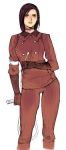  1girl brown_eyes brown_hair gloves king_of_fighters lowres military military_uniform oda oda_non rough_sketch short_hair solo uniform whip whip_(kof) 