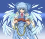  alternate_costume blue_eyes blue_hair chain chains cirno gloves hair_ribbon ice ice_wings jikai long_hair ribbon solo touhou very_long_hair wings 