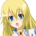 1girl :o blonde_hair colette_brunel collarbone face flask_(pandora) highres long_hair looking_at_viewer open_mouth portrait simple_background solo tales_of_(series) tales_of_symphonia white_background 