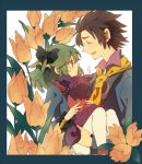  1girl alvin_(tales_of_xillia) brown_hair carrying closed_eyes creature elise_lutus eyes_closed facial_hair flower goatee princess_carry ribbon smile tales_of_(series) tales_of_xillia tales_of_xillia_2 tipo_(xillia) yachi_kou 