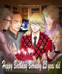  3boys albert_maverick barnaby_brooks_jr barnaby_brooks_sr birthday birthday_cake blonde_hair brown_hair candle emily_brooks family glasses green_eyes grey_hair multiple_boys multiple_girls samantha_taylor superhero suzan2nd sweater_vest tiger_&amp;_bunny typo what_if wild_tiger 