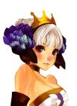  bare_shoulders blush choker crown face faux_traditional_media feathers gwendolyn hair_ornament hair_up lips odin_sphere profile purple_eyes silver_hair solo star-flavored tiara violet_eyes 
