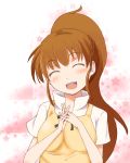  blush breasts brown_hair closed_eyes eyes_closed long_hair open_mouth sch smile solo taneshima_popura working!! 