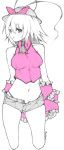  :&lt; alternate_costume bow crop_top denim denim_shorts g-string hat hat_bow long_image matsuto_kabun matsuyuki_kabun nagae_iku navel panties ribbon short_hair short_shorts shorts sleeveless solo spot_color tall_image thong touhou underwear 