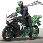  1boy highres kamen_rider kamen_rider_double kamen_rider_w male motor_vehicle motorcycle scarf solo vehicle 