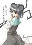  animal_ears basket black_hair brown_eyes capelet dowsing_rod highres mouse_ears mouse_tail nazrin niwatazumi solo tail touhou translation_request 