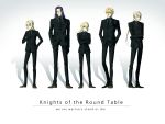  1girl 3boys 4boys ahoge bedivere berserker_(fate/zero) blonde_hair english fate/extra fate/stay_night fate/zero fate_(series) formal gawain_(fate/extra) ghost_in_the_shell_lineup green_eyes highres kanmuri_(hanyifan30338) long_hair mordred multiple_boys multiple_girls necktie pant_suit ponytail purple_eyes purple_hair reverse_trap saber saber_of_red suit violet_eyes 