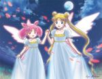  artist_name bad_id bishoujo_senshi_sailor_moon blonde_hair blue_eyes chibi_usa cloud clouds crescent double_bun dress facial_mark forehead_mark full_moon hair_ornament hairpin hand_holding holding_hands long_hair moon mother_and_daughter multiple_girls night pink_hair princess princess_serenity puffy_sleeves red_eyes shiraya_ryo short_hair sky small_lady_serenity smile tsukino_usagi twintails white_dress wings 