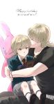  2boys adult barnaby_brooks_jr blonde_hair child citric512 crying dual_persona glasses green_eyes hug jewelry multiple_boys necklace picture_frame shorts stuffed_animal stuffed_bunny stuffed_toy tears tiger_&amp;_bunny time_paradox toy_robot young 
