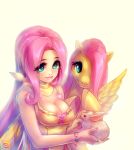  bracelet breasts cleavage e-x-p-i-e fluttershy green_eyes jewelry lips long_hair my_little_pony my_little_pony_friendship_is_magic pegasus personification rabbit ring smile 