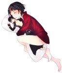  dakimakura_(object) hair_ornament hairclip jnl kirigaya_suguha kirito naked_track_jacket pillow pillow_hug saliva sleeping sword_art_online track_jacket 