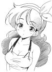  agahari bare_shoulders blush breasts cleavage curly_hair dragon_ball hairband long_hair lunch_(dragon_ball) monochrome open_mouth solo 