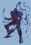  absurdres armor arondight berserker_(fate/zero) blue_background fate/zero fate_(series) full_armor helmet highres rongyuedd simple_background sword weapon 