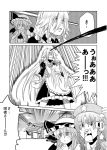  bat_wings blood blush bow braid brooch clock clock_tower comic epic_nosebleed frown hat highres hong_meiling izayoi_sakuya jewelry kabutogami long_hair maid maid_headdress monochrome nosebleed open_mouth scarlet_devil_mansion scouter sparkle star stare surprised sweatdrop touhou tower translated translation_request twin_braids very_long_hair wings wrist_cuffs 