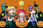  bardiche basket bat blonde_hair blush_stickers bread breasts brown_hair cape capelet cat cleavage elbow_gloves fangs fate_testarossa food gloves hair_ribbon halloween hat head_wings hood jack-o&#039;-lantern jack-o'-lantern little_red_riding_hood long_hair lyrical_nanoha mahou_shoujo_lyrical_nanoha_vivid moon multiple_girls open_mouth pantyhose purple_eyes raising_heart red_eyes red_ribbon ribbon sacred_heart side_ponytail skirt star sunago takamachi_nanoha thigh-highs thighhighs violet_eyes vivio wink witch_hait witch_hat 