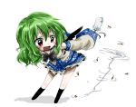  bow gohei green_hair if_they_mated kochiya_sanae kochiya_yuriko long_hair open_mouth red_eyes shameimaru_aya skirt smile solo touhou unya wings 