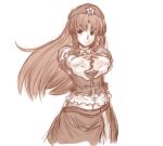  blush braid hat highres hong_meiling kuro_suto_sukii long_hair looking_at_viewer midriff monochrome outstretched_arms sketch skirt smile solo star stretch touhou twin_braids 