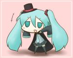  aqua_eyes aqua_hair cape chibi detached_sleeves fang fuugetsu_oreha_ikiru halloween hat hatsune_miku long_hair necktie open_mouth outstretched_arms simple_background skirt sleeves_past_wrists solo spread_arms thigh-highs thighhighs top_hat twintails very_long_hair vocaloid 