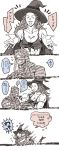  breasts comic costume dorohedoro halloween hat highres hug long_hair noi_(dorohedoro) shin translated translation_request witch_hat 