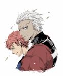  archer emiya_shirou fate/stay_night fate_(series) multiple_boys raglan_sleeves red_hair redhead toroakikan white_hair yellow_eyes 