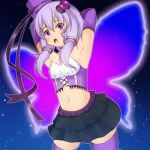  butterfly_wings elbow_gloves gloves hair_ornament hat long_hair looking_at_viewer navel okuri_banto open_mouth purple_eyes purple_hair solo twintails violet_eyes vocaloid wings yuzuki_yukari 