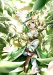 breasts cleavage elf green_eyes highres leaf leafa pointy_ears sword_art_online yuuki_nagi 