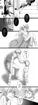  1girl adult child comic eyepatch height_difference hellsing highres holding monochrome petting pip_bernadotte pip_bernardotte seras_victoria smile solid&amp;etc tears translated translation_request young 