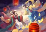  braid hair_tubes hands_clasped lantern luo_tianyi multiple_girls qian_qiu vocaloid yuezheng_ling 